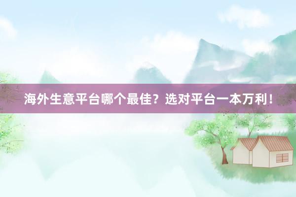 海外生意平台哪个最佳？选对平台一本万利！